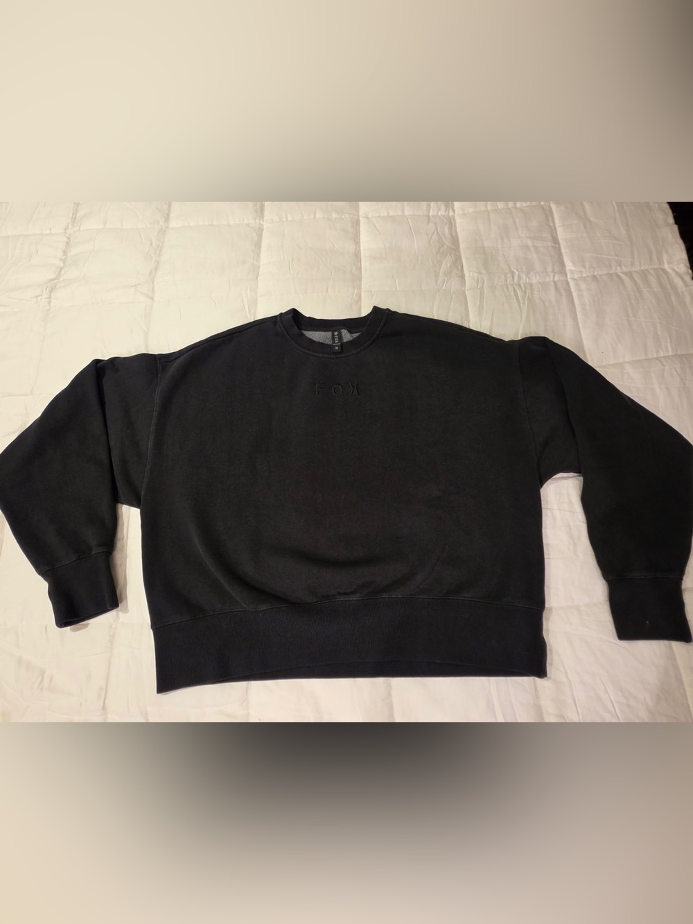 Fox Racing Black Embroidered Logo Crew Sweatshirt size Medium